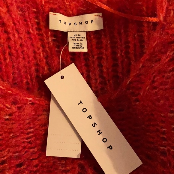 NWT TopShop Pointelle Orange Sweater Chunky - Picture 6 of 7